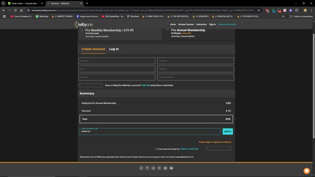 KelbyOne checkout page showing KelbyOne promo code box | Screenshot taken by SimplyCodes community member on Jul 24, 2025