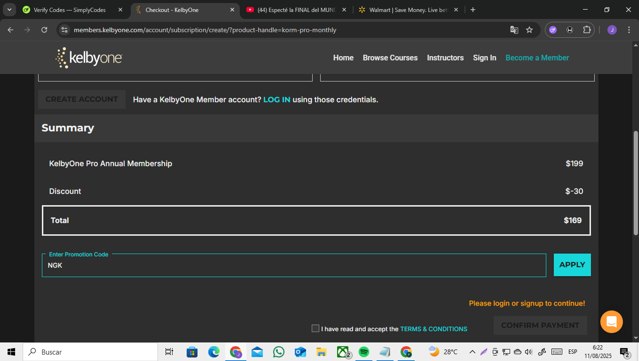 KelbyOne checkout page showing KelbyOne promo code box | Screenshot taken by SimplyCodes community member on Aug 11, 2025