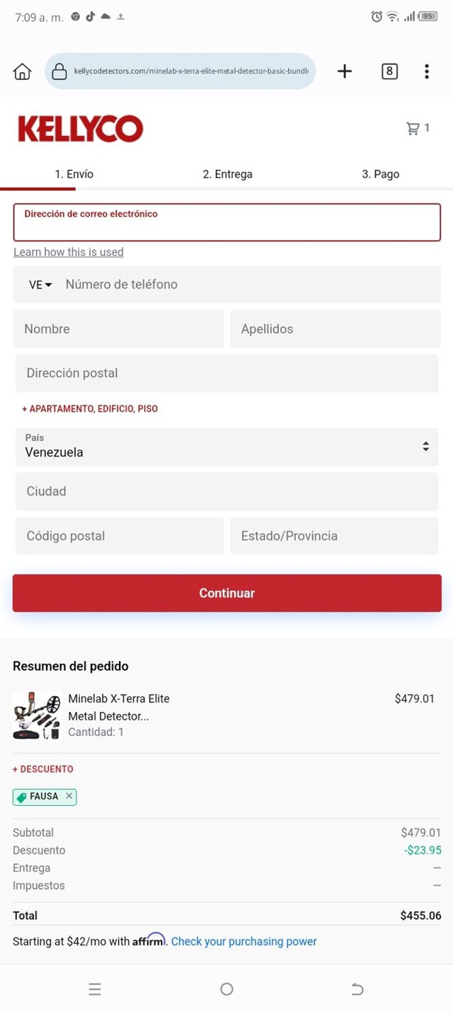 Kellyco Metal Detectors checkout page showing Kellyco Metal Detectors coupon code box | Screenshot taken by SimplyCodes community member on Dec 22, 2024