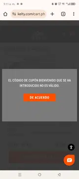 WELCOME coupon verification screenshot