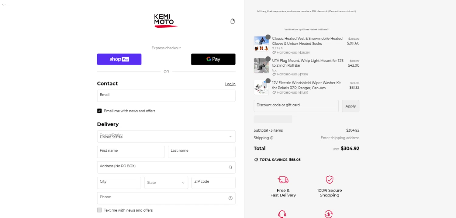 how to use Kemi Moto coupons