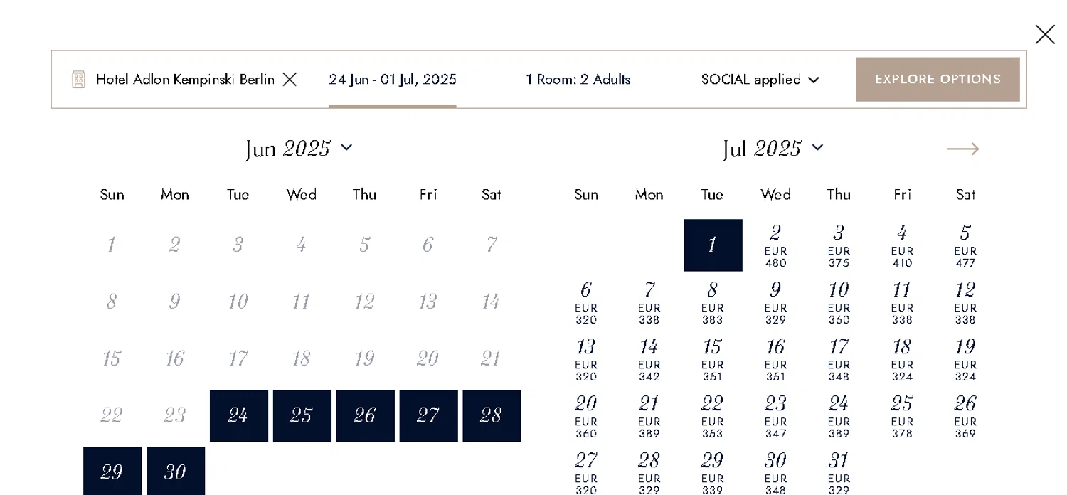 Kempinski Hotels and Resorts promo code screenshot showing code SOCIAL applied at Kempinski Hotels and Resorts checkout page. Uploaded by SimplyCodes community member MagnificentCurator5441 on Jun 25, 2025