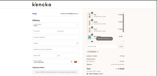 Kencko checkout page showing Kencko discount code box | Screenshot taken by SimplyCodes community member on Sep 2, 2025