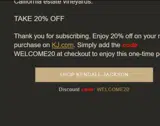 WELCOME20 coupon verification screenshot
