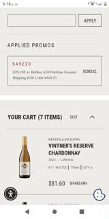 SAVE20 coupon verification screenshot