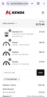 Kenda Tire coupon verification screenshot