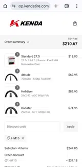 Kenda Tire coupon verification screenshot