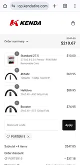 Kenda Tire coupon verification screenshot