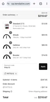 Kenda Tire coupon verification screenshot