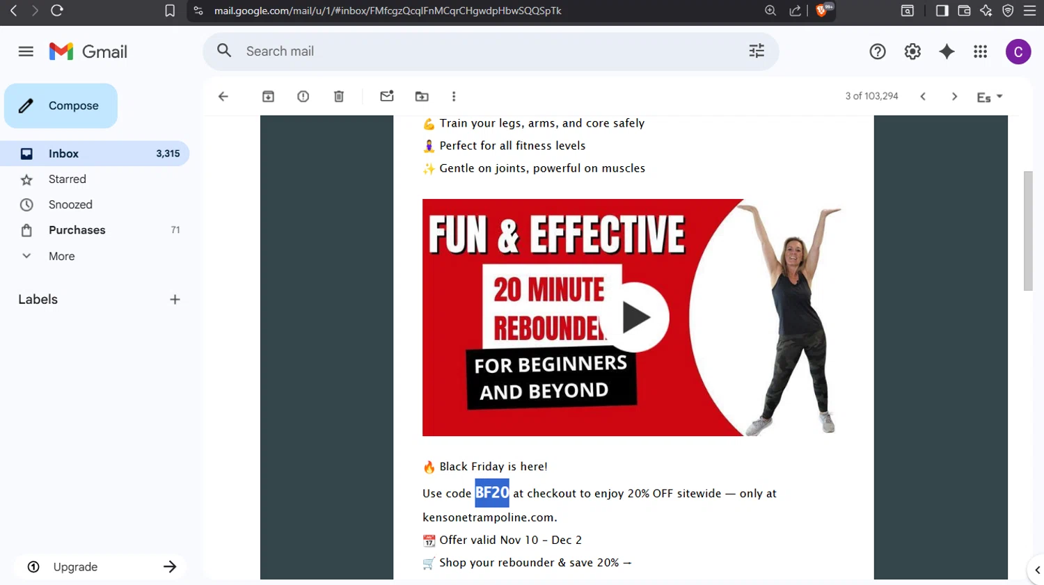 Kensone promo code screenshot showing code BF20 applied at Kensone checkout page. Uploaded by SimplyCodes community member crischidy25 on Nov 12, 2025