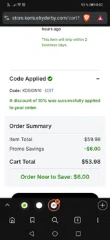 KDSIGN10 coupon verification screenshot