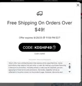 KDSHIP49 coupon verification screenshot