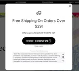 HORSE29 coupon verification screenshot