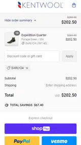 EARLY24 coupon verification screenshot