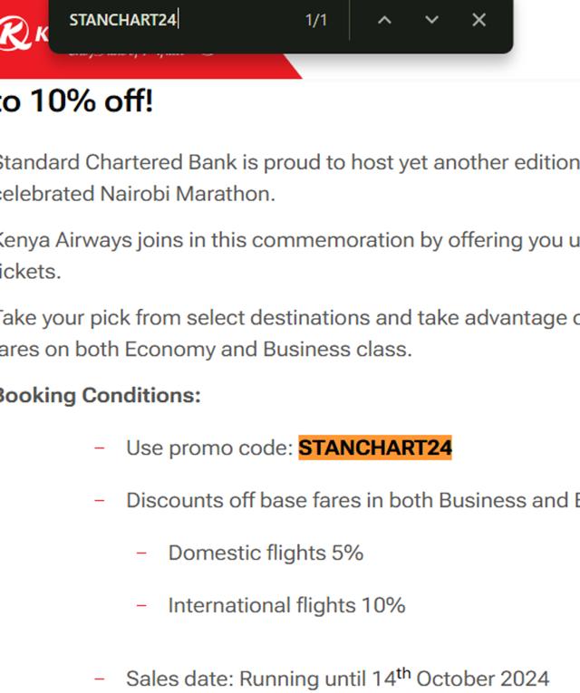 Kenya Airways checkout page showing Kenya Airways promo code box | Screenshot taken by SimplyCodes community member on Apr 9, 2025