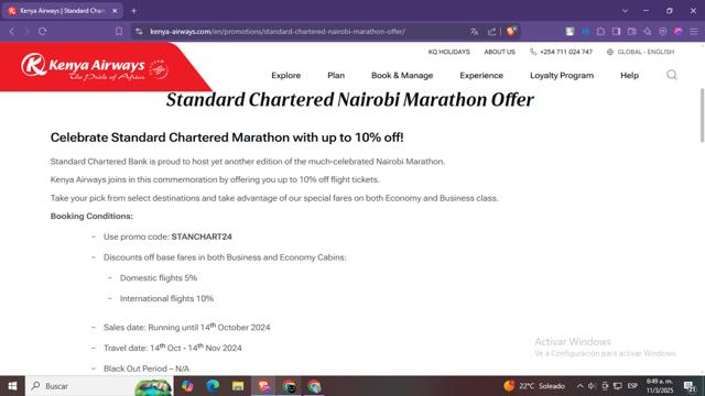 Kenya Airways checkout page showing Kenya Airways promo code box | Screenshot taken by SimplyCodes community member on Mar 11, 2025