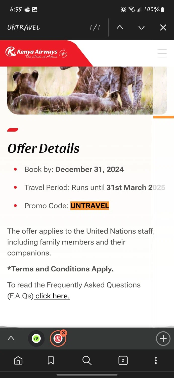 Kenya Airways checkout page showing Kenya Airways promo code box | Screenshot taken by SimplyCodes community member on Mar 12, 2025