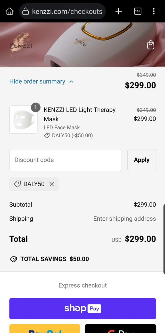 Kenzzi checkout page showing Kenzzi discount code box | Screenshot taken by SimplyCodes community member on Nov 20, 2024