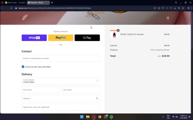Kenzzi checkout page showing Kenzzi discount code box | Screenshot taken by SimplyCodes community member on Dec 1, 2024
