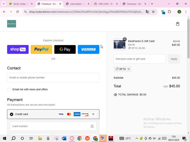 KeraFactor checkout page showing KeraFactor discount code box | Screenshot taken by SimplyCodes community member on Jan 8, 2025