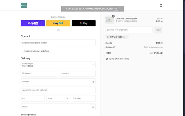 KeraFactor checkout page showing KeraFactor discount code box | Screenshot taken by SimplyCodes community member on Jan 22, 2025