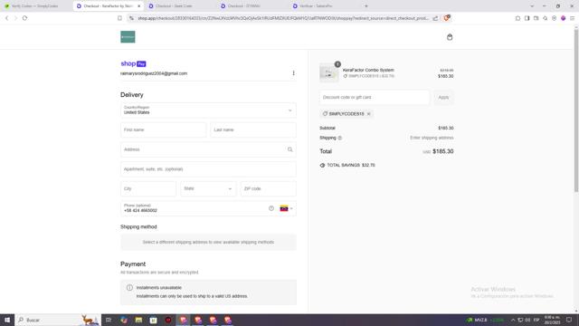 KeraFactor checkout page showing KeraFactor discount code box | Screenshot taken by SimplyCodes community member on Feb 20, 2025