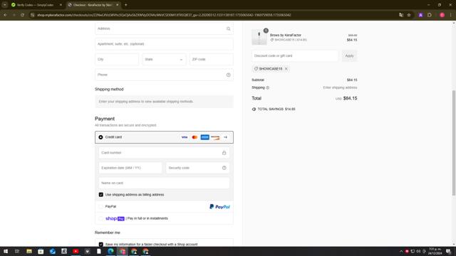 KeraFactor checkout page showing KeraFactor discount code box | Screenshot taken by SimplyCodes community member on Dec 24, 2024