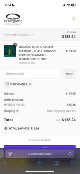 Sebastian43 coupon verification screenshot