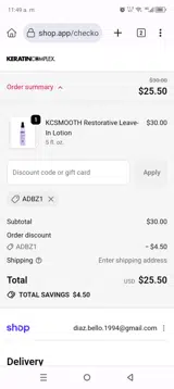 ADBZ1 coupon verification screenshot