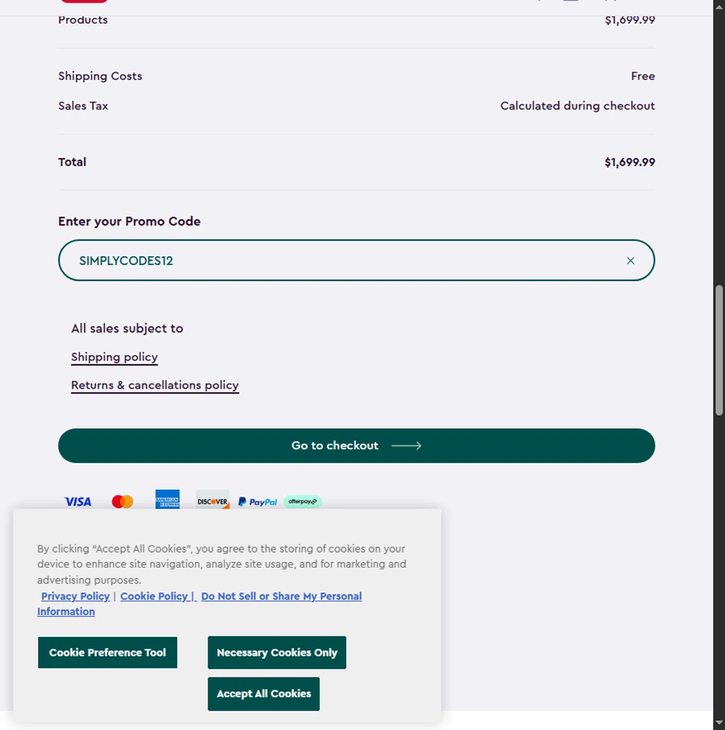 Keter checkout page showing Keter promo code box | Screenshot taken by SimplyCodes community member on Jul 31, 2025