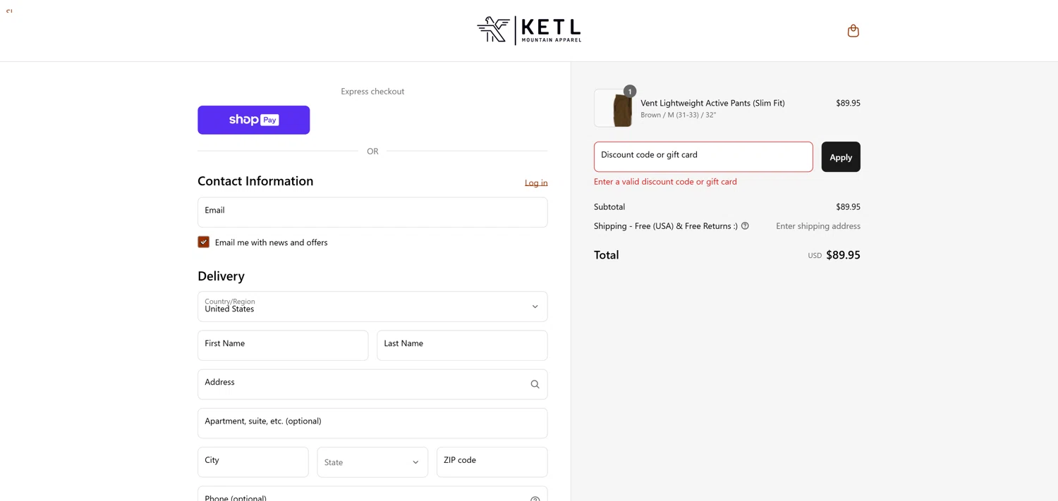 KETL Mtn. discount code screenshot showing code TOTALLYAWESOMETOURS15 applied at KETL Mtn. checkout page. Uploaded by SimplyCodes community member TokenNavigator3088 on Apr 16, 2025