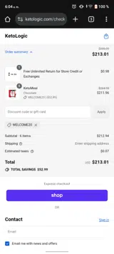 WELCOME20 coupon verification screenshot