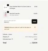 TEBOW15 coupon verification screenshot