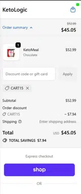 CART15 coupon verification screenshot