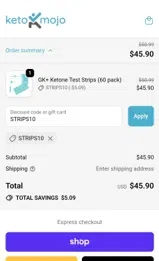 STRIPS10 coupon verification screenshot