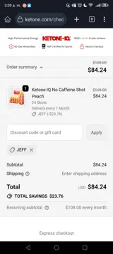 JEFF coupon verification screenshot
