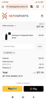 keto15 coupon verification screenshot
