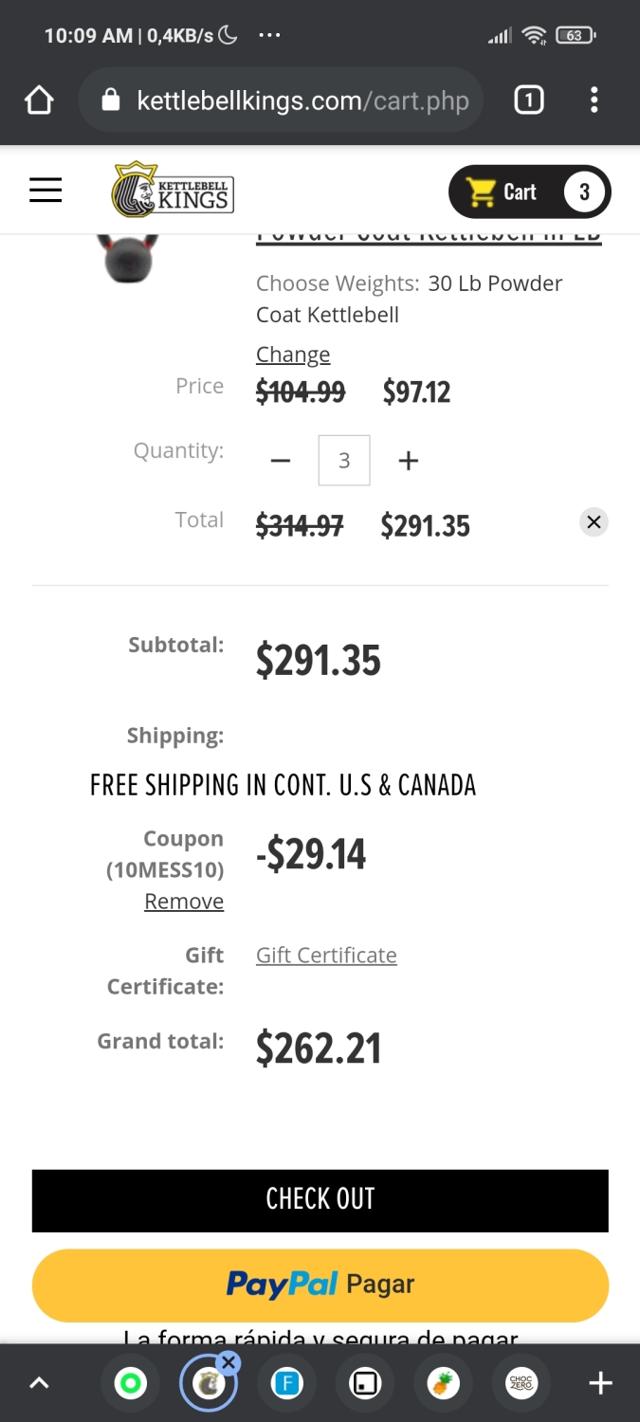 Kettlebell Kings checkout page showing Kettlebell Kings discount code box | Screenshot taken by SimplyCodes community member on Mar 14, 2021