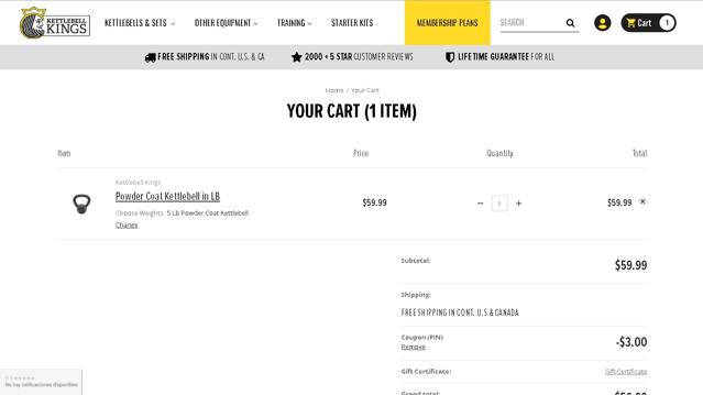 Kettlebell Kings checkout page showing Kettlebell Kings discount code box | Screenshot taken by SimplyCodes community member on Jan 23, 2021