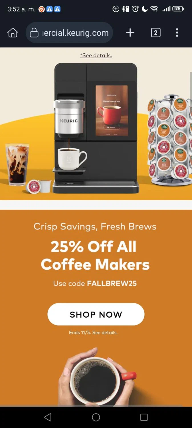 Keurig Commercial checkout page showing Keurig Commercial promo code box | Screenshot taken by SimplyCodes community member on Nov 3, 2025