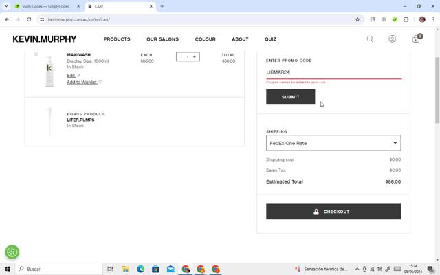 Kevin.Murphy checkout page showing Kevin.Murphy promo code box | Screenshot taken by SimplyCodes community member on Jun 5, 2024