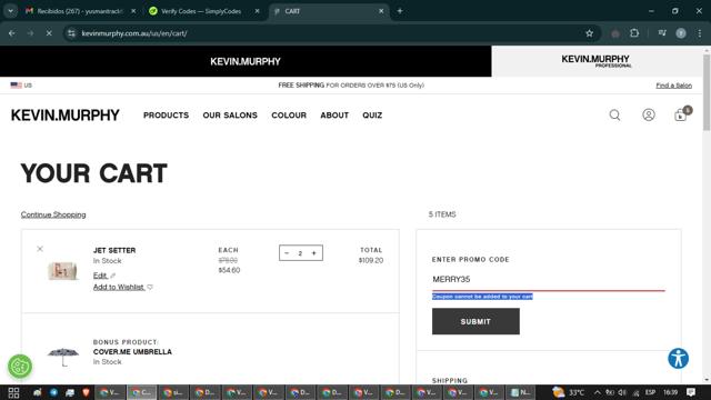 Kevin.Murphy checkout page showing Kevin.Murphy promo code box | Screenshot taken by SimplyCodes community member on Jan 13, 2025