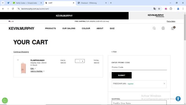 Kevin.Murphy checkout page showing Kevin.Murphy promo code box | Screenshot taken by SimplyCodes community member on Jan 27, 2025