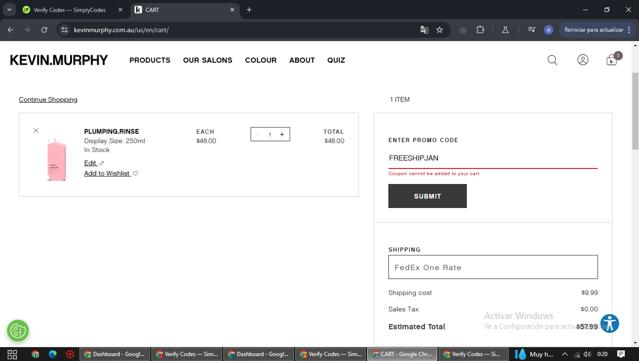 Kevin.Murphy checkout page showing Kevin.Murphy promo code box | Screenshot taken by SimplyCodes community member on Feb 7, 2025