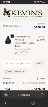WELCOME24 coupon verification screenshot