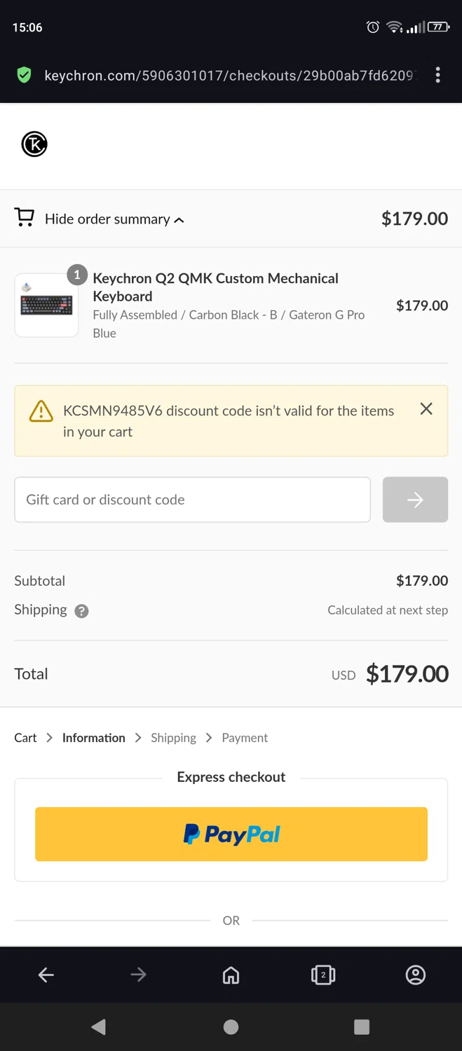 where to use Keychron promo code box