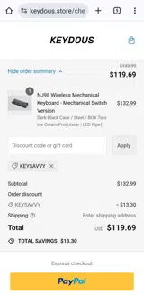 KEYSAVVY coupon verification screenshot