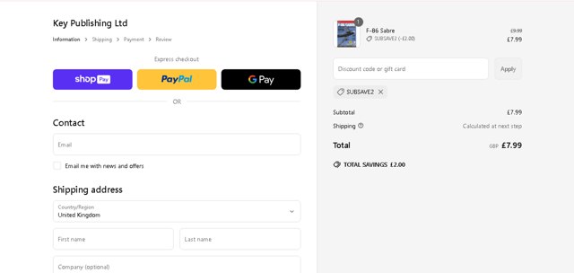 Key Publishing checkout page showing Key Publishing discount code box | Screenshot taken by SimplyCodes community member on May 27, 2025