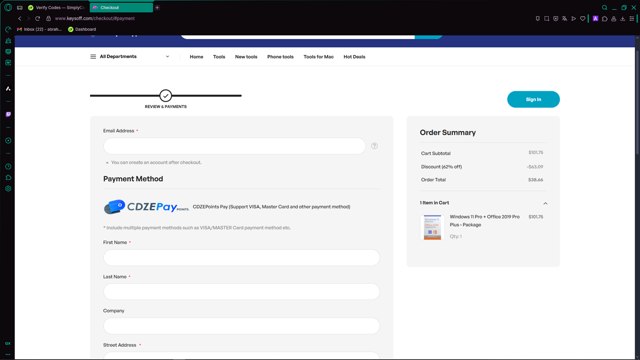 Keysoff checkout page showing Keysoff discount code box | Screenshot taken by SimplyCodes community member on Jul 20, 2025