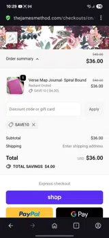 Save10 coupon verification screenshot